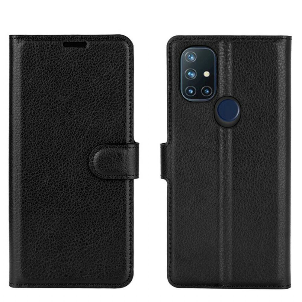 Leren Hoesje voor OnePlus Nord N10 Klassiek Lychee-effect