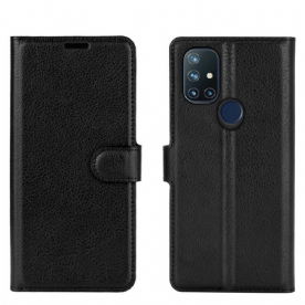 Leren Hoesje voor OnePlus Nord N10 Klassiek Lychee-effect