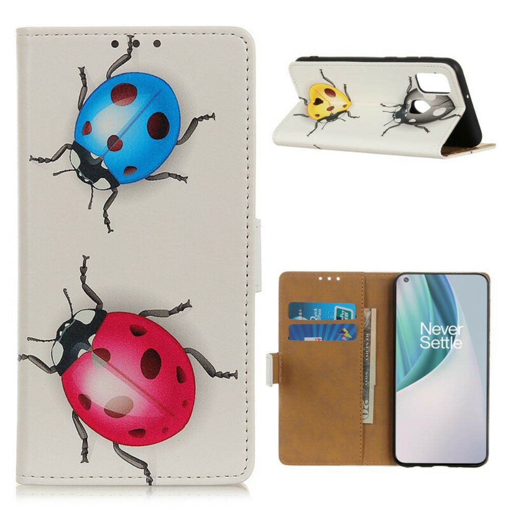 Leren Hoesje voor OnePlus Nord N10 Lieveheersbeestjes