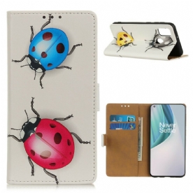 Leren Hoesje voor OnePlus Nord N10 Lieveheersbeestjes