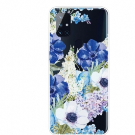 Telefoonhoesje voor OnePlus Nord N10 Aquarel Blauwe Bloemen Naadloos