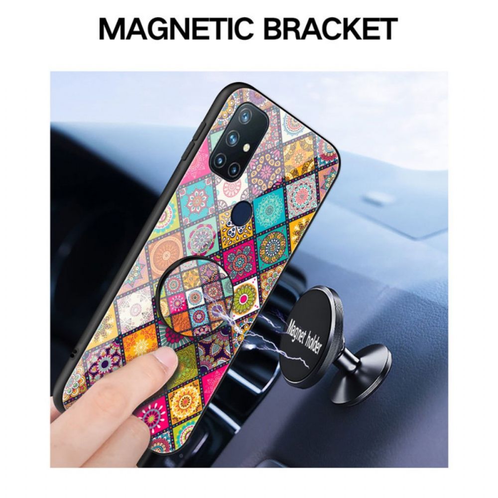 Telefoonhoesje voor OnePlus Nord N10 Magnetische Patchwork Houder