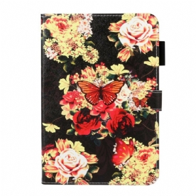 Folio-hoesje voor Samsung Galaxy Tab A 8" (2019) Vlinders Op Bloemen