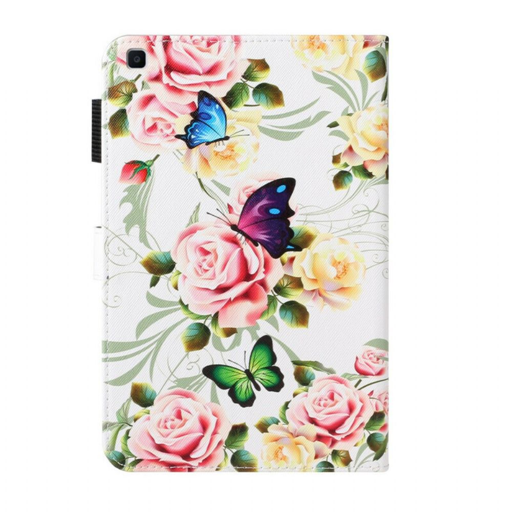 Folio-hoesje voor Samsung Galaxy Tab A 8" (2019) Vlinders Op Bloemen