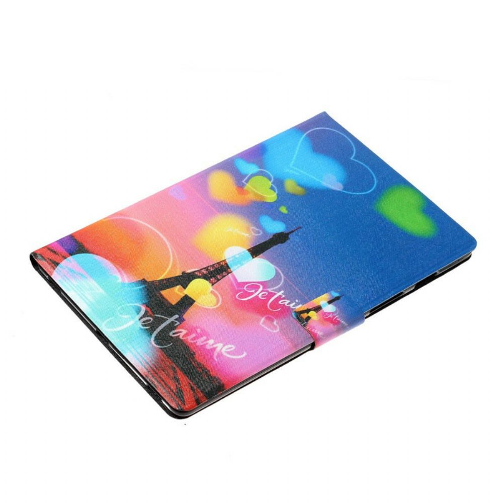 Leren Hoesje voor Samsung Galaxy Tab A 8" (2019) Eiffeltoren Ik Hou Van Je