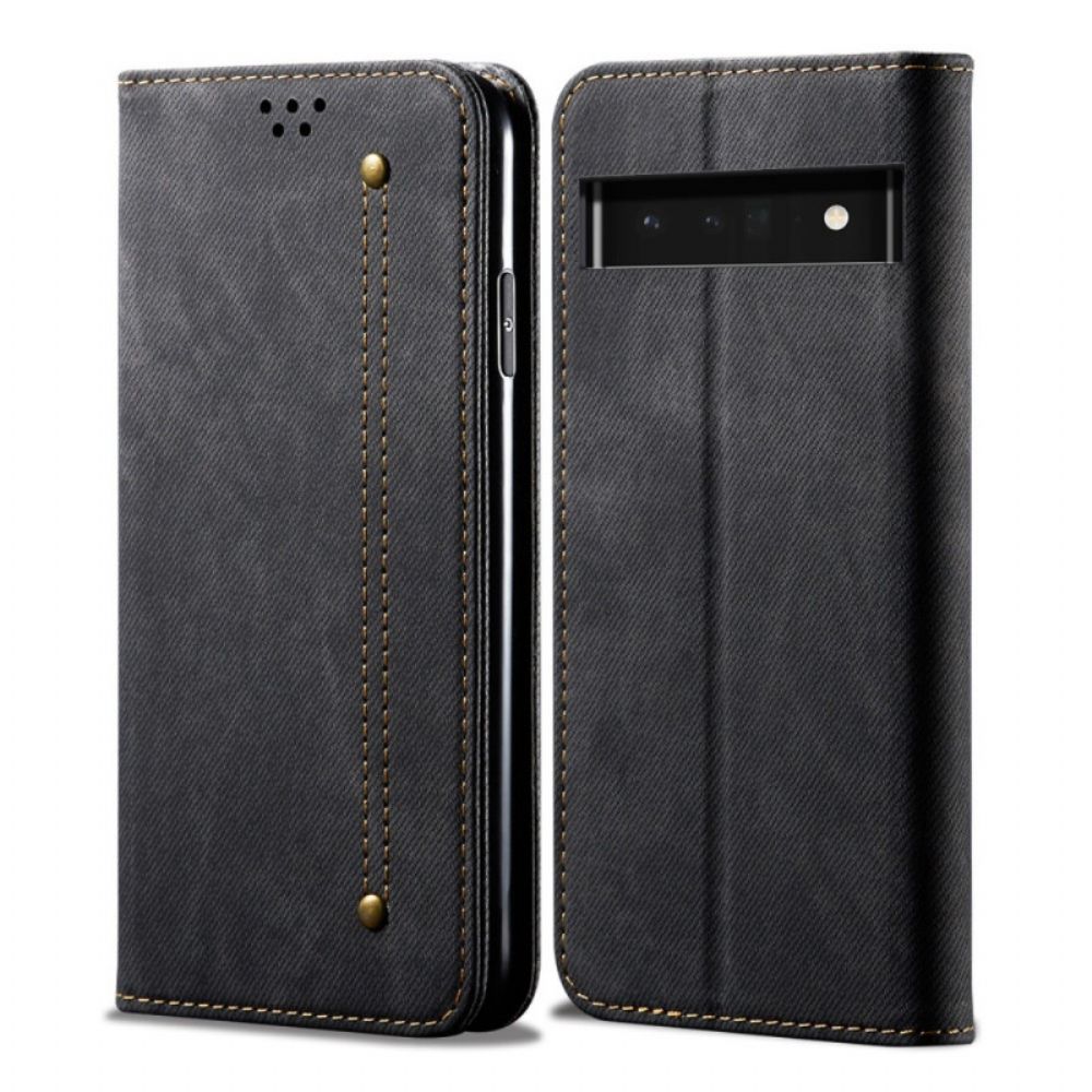 Bescherming Hoesje voor Google Pixel 6A Folio-hoesje Denim Stof