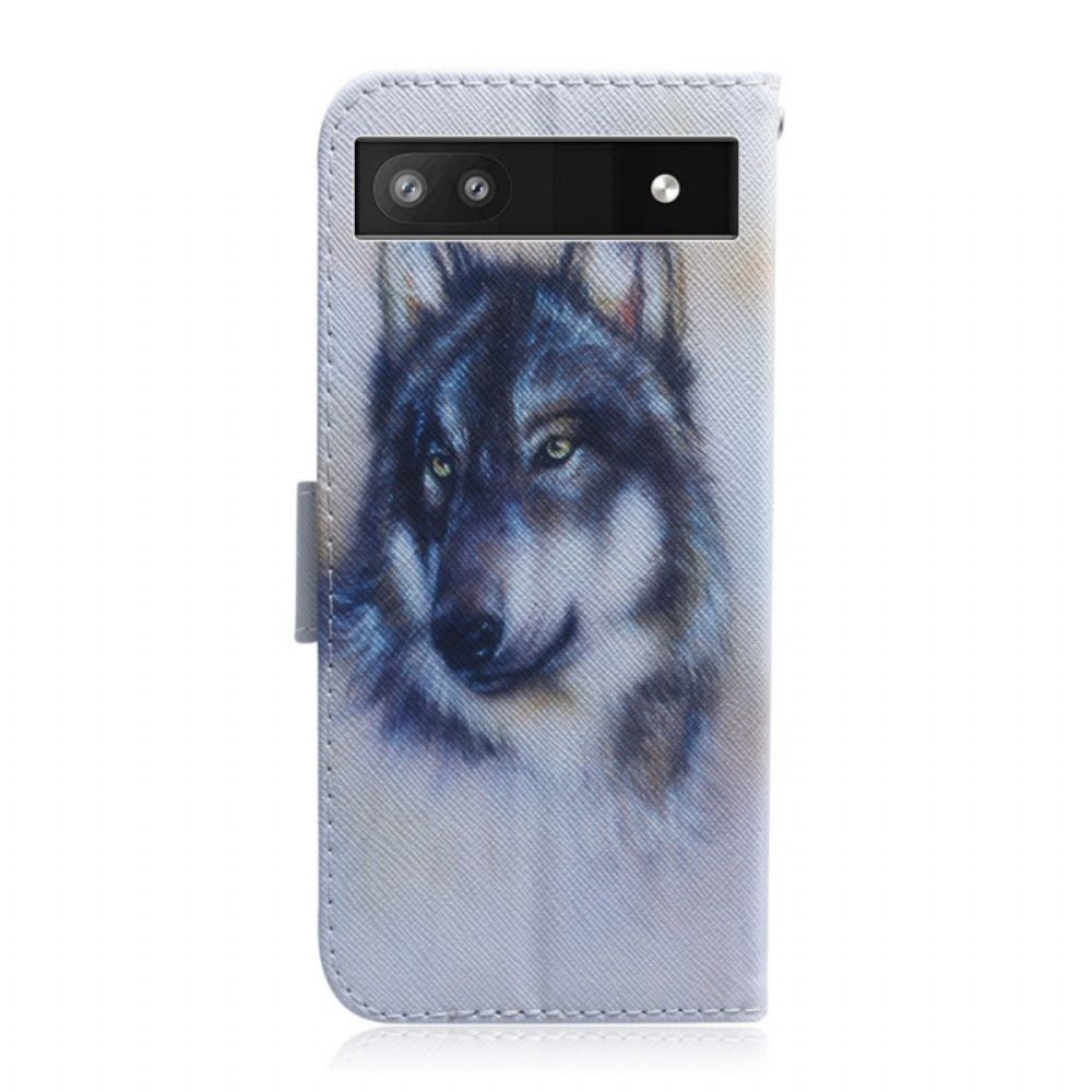 Flip Case voor Google Pixel 6A Aquarel Wolf