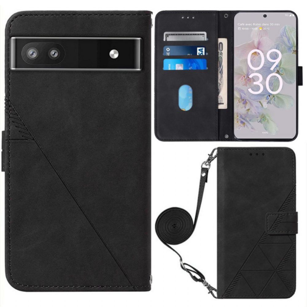 Flip Case voor Google Pixel 6A Patroon Met Schouderband