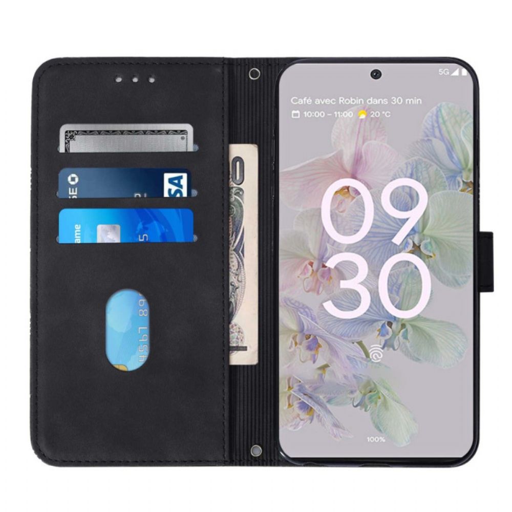 Flip Case voor Google Pixel 6A Patroon Met Schouderband