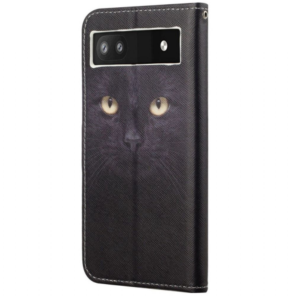 Folio-hoesje voor Google Pixel 6A Met Ketting Thong Kattenogen