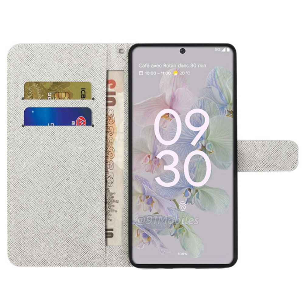 Folio-hoesje voor Google Pixel 6A Met Ketting Thong Libellen