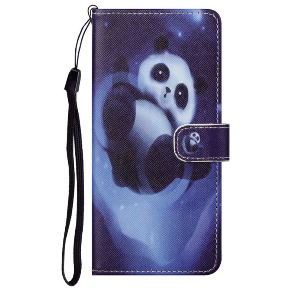 Folio-hoesje voor Google Pixel 6A Met Ketting Thong Space Panda