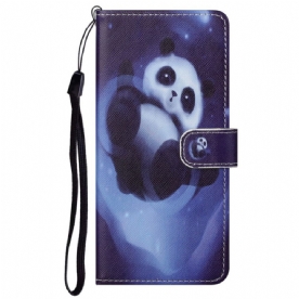 Folio-hoesje voor Google Pixel 6A Met Ketting Thong Space Panda