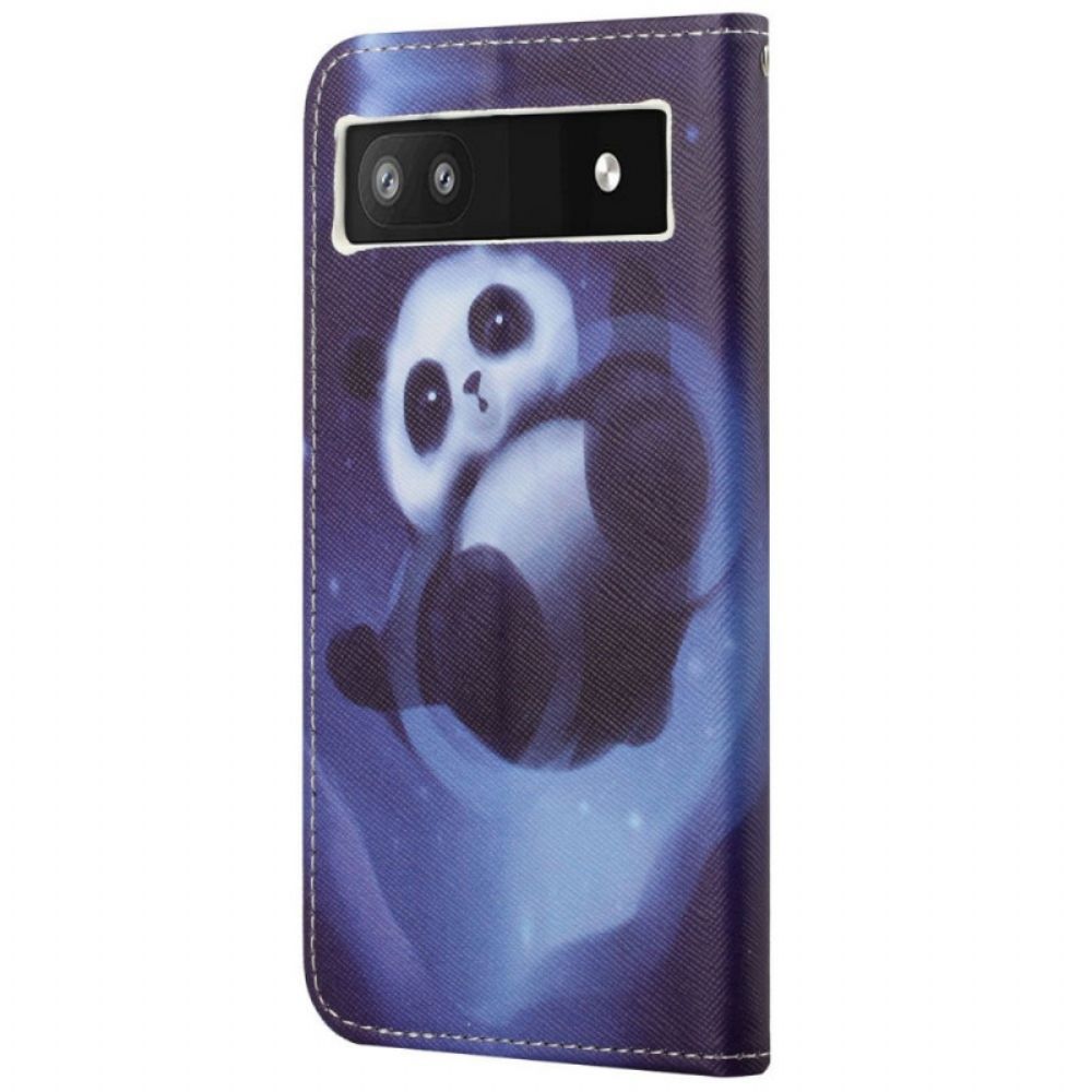 Folio-hoesje voor Google Pixel 6A Met Ketting Thong Space Panda