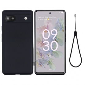 Hoesje voor Google Pixel 6A Met Ketting Vloeibare Siliconen Band