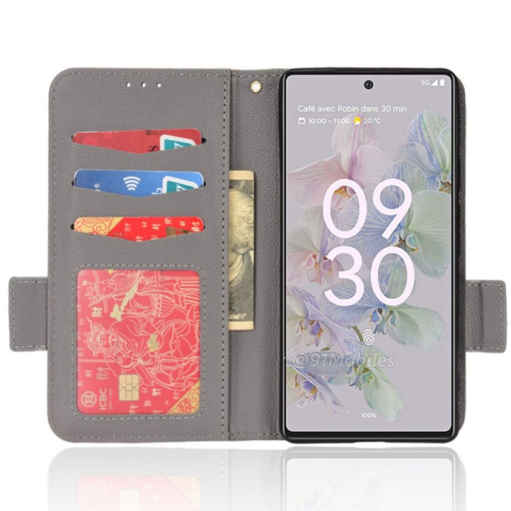 Leren Hoesje voor Google Pixel 6A Litchi Lederen Dubbele Sluiting