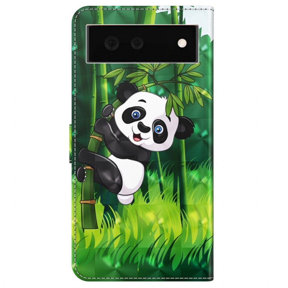 Leren Hoesje voor Google Pixel 6A Met Ketting Thong Panda