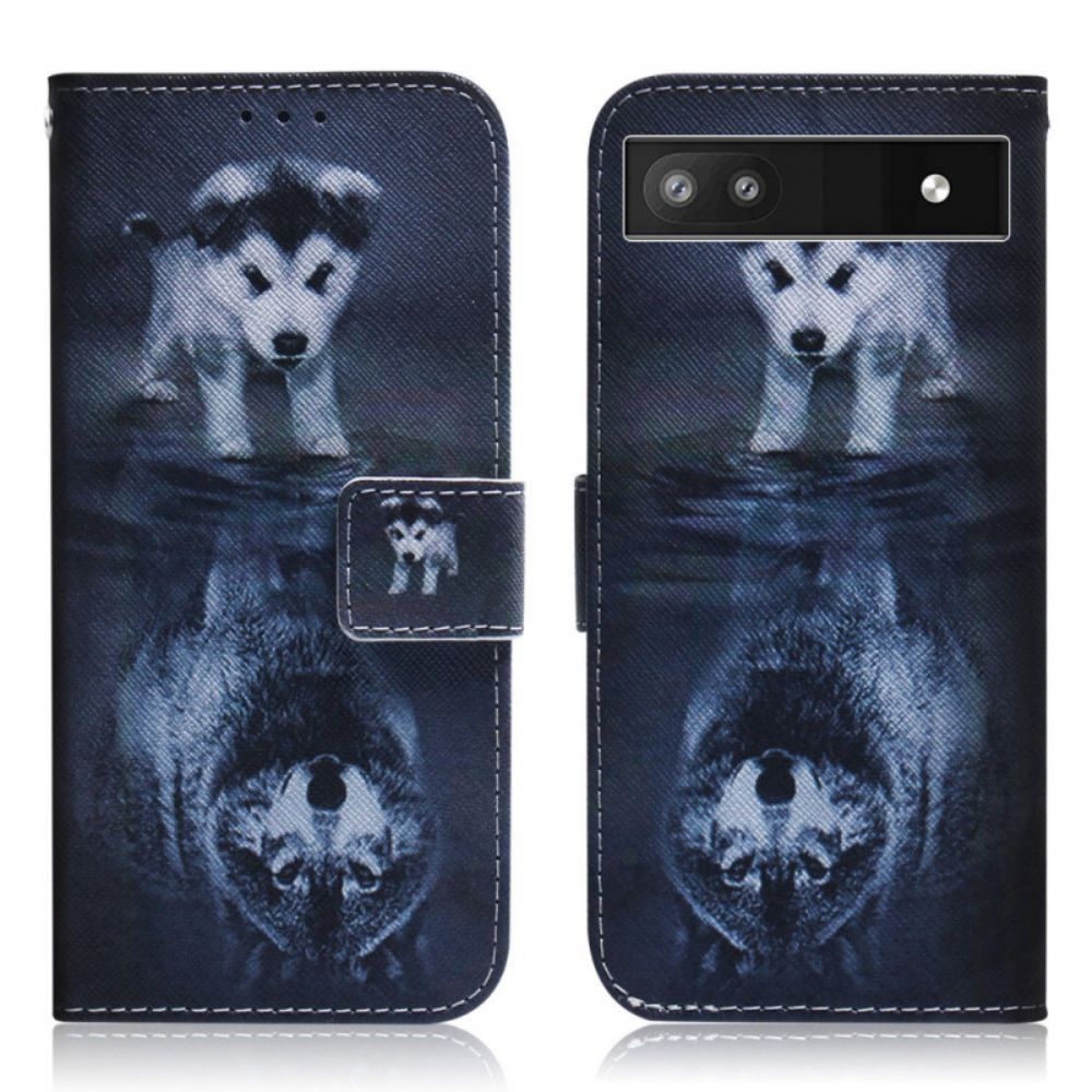 Leren Hoesje voor Google Pixel 6A Puppy Dream