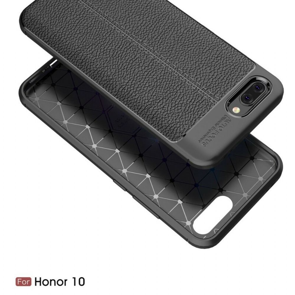 Hoesje voor Honor 10 Dubbele Lijn Litchi Leder Effect