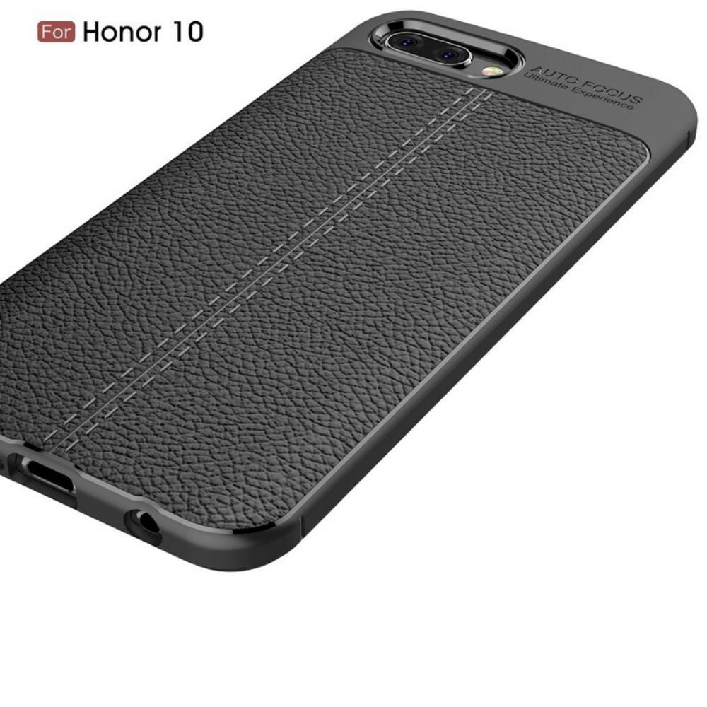 Hoesje voor Honor 10 Dubbele Lijn Litchi Leder Effect