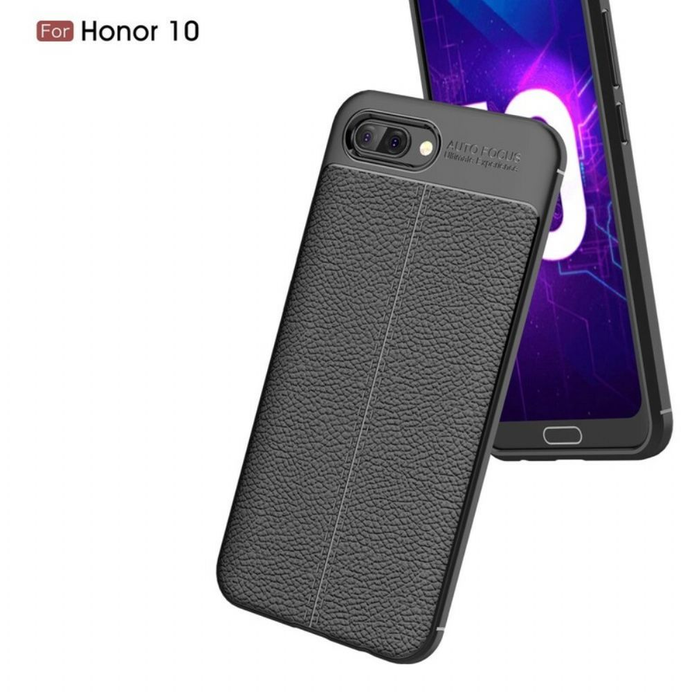 Hoesje voor Honor 10 Dubbele Lijn Litchi Leder Effect