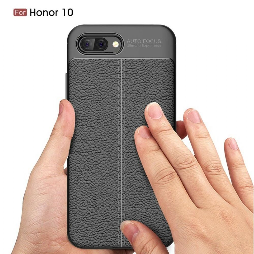 Hoesje voor Honor 10 Dubbele Lijn Litchi Leder Effect