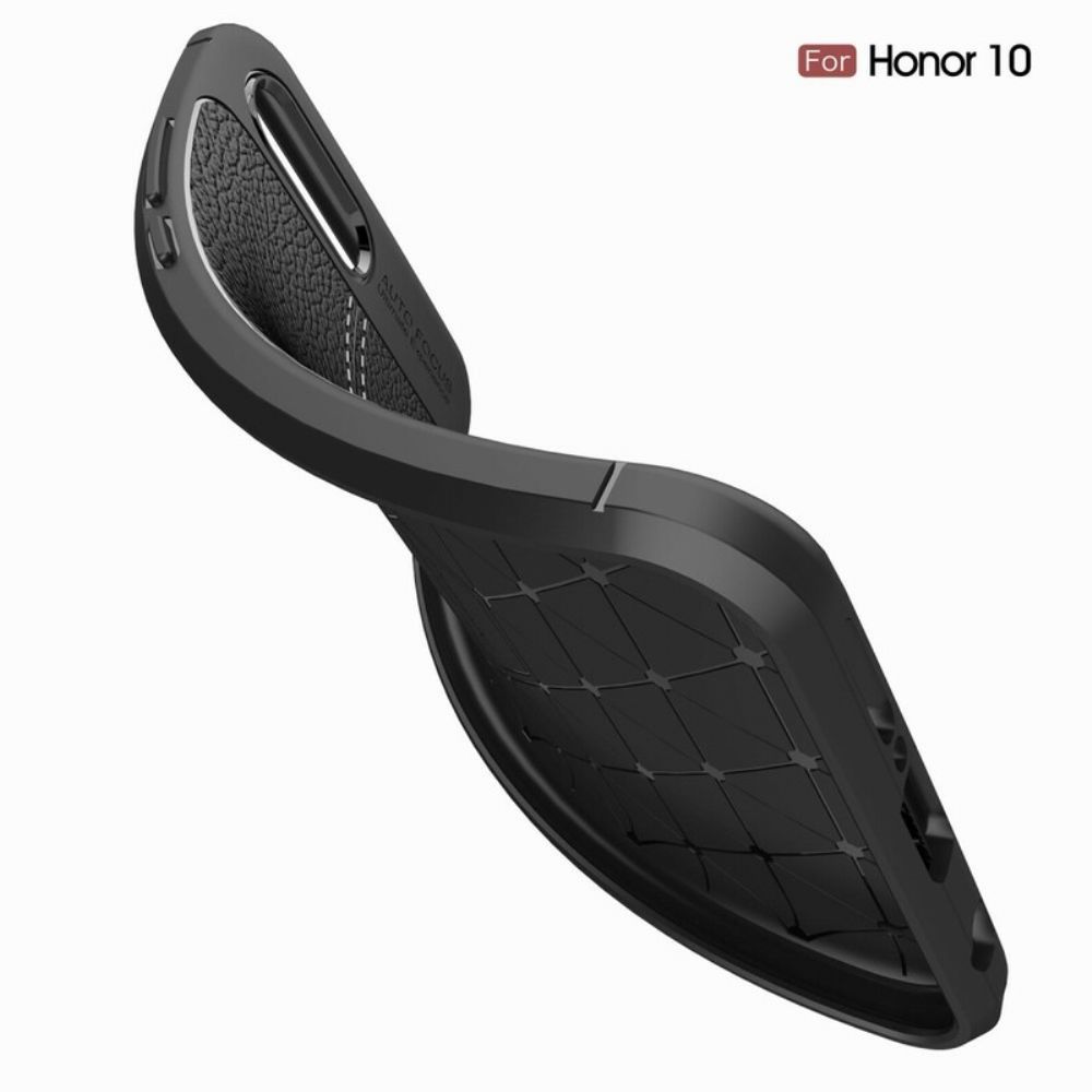 Hoesje voor Honor 10 Dubbele Lijn Litchi Leder Effect