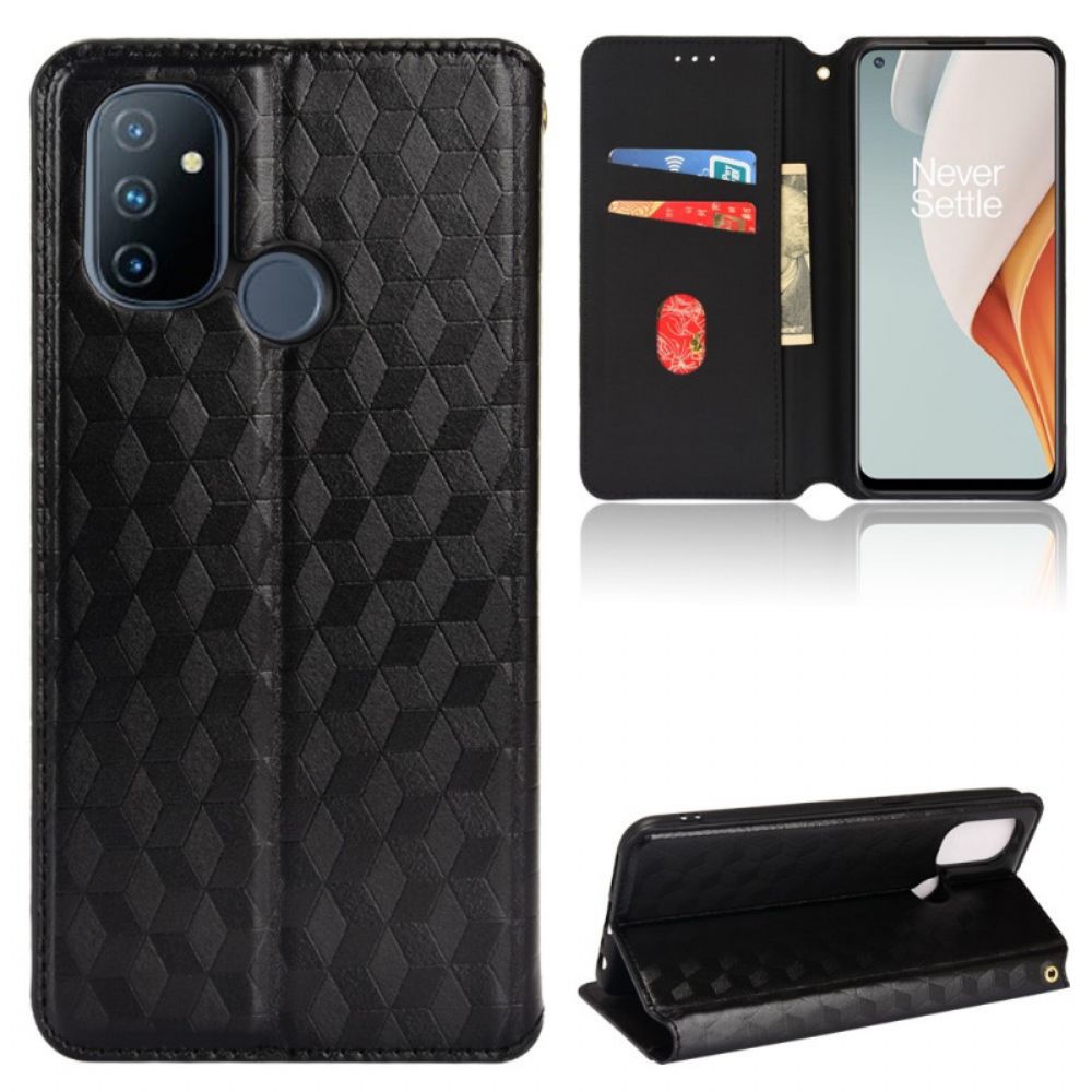 Bescherming Hoesje voor OnePlus Nord N100 Folio-hoesje 3d Diamanten Leereffect