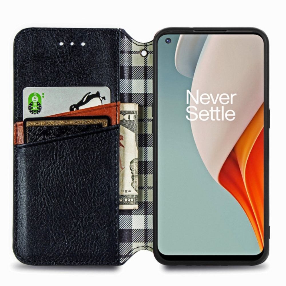 Bescherming Hoesje voor OnePlus Nord N100 Folio-hoesje Diamant Textuur