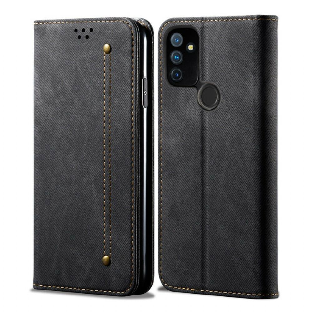 Bescherming Hoesje voor OnePlus Nord N100 Folio-hoesje Imitatieleer Jeanstextuur