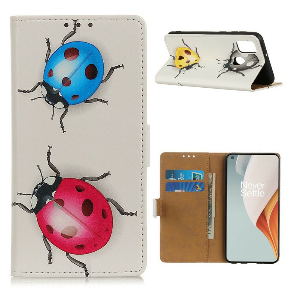 Folio-hoesje voor OnePlus Nord N100 Lieveheersbeestjes