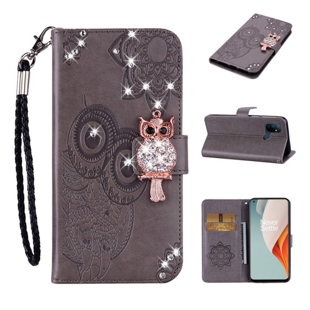 Folio-hoesje voor OnePlus Nord N100 Uil Mandala En Charm