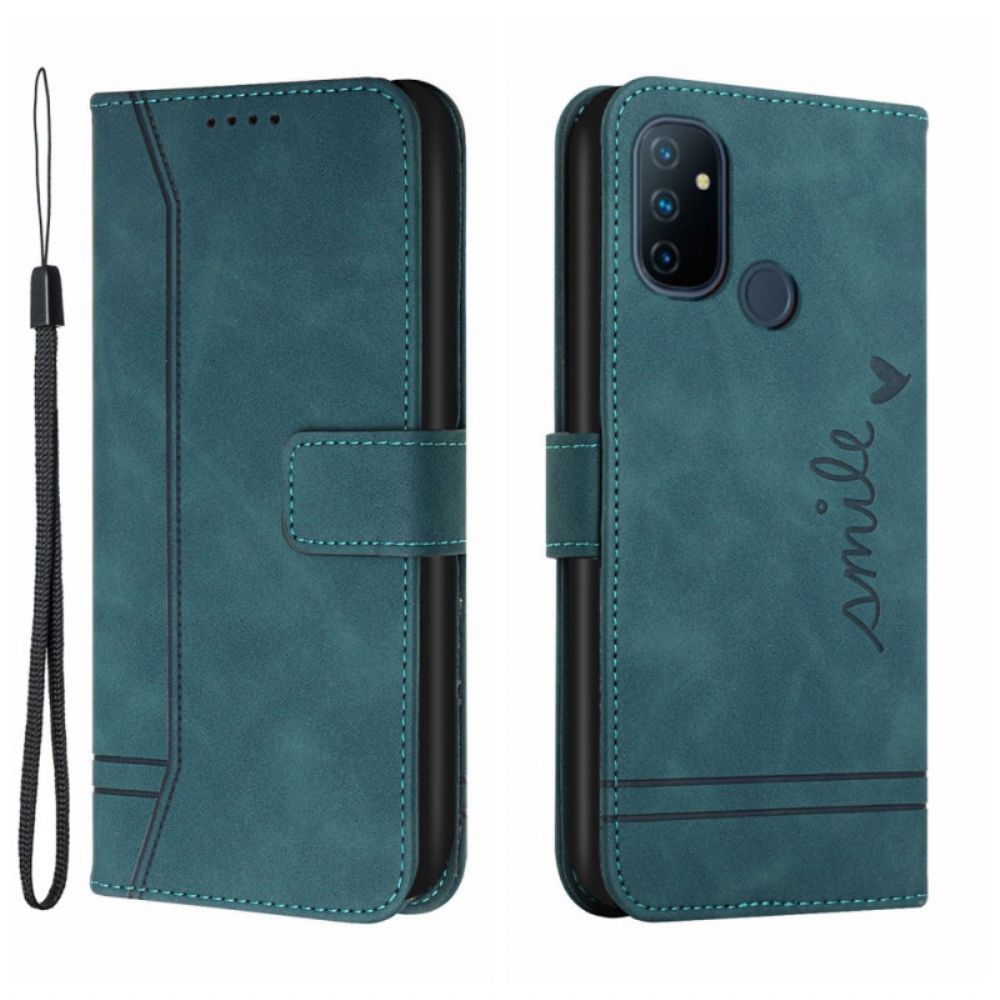 Leren Hoesje voor OnePlus Nord N100 Glimlach Met Lanyard