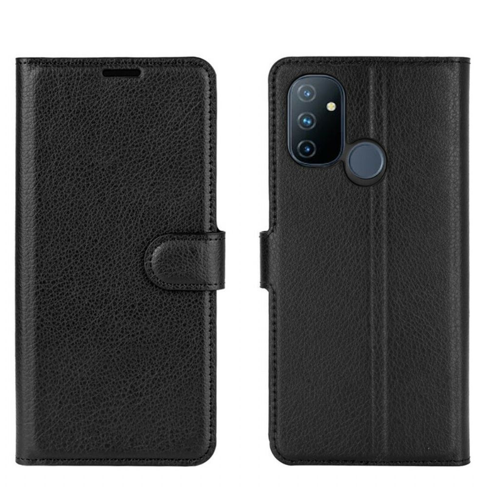 Leren Hoesje voor OnePlus Nord N100 Klassiek Lychee-effect