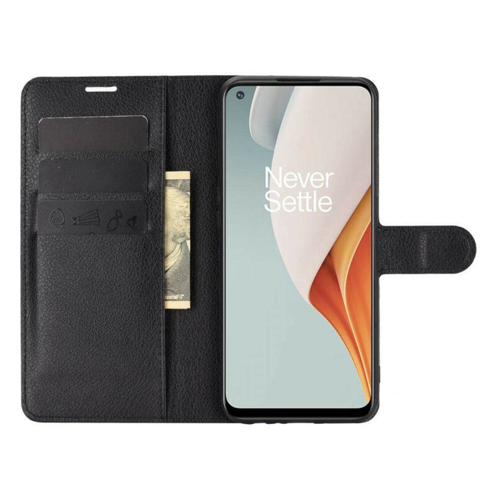 Leren Hoesje voor OnePlus Nord N100 Klassiek Lychee-effect