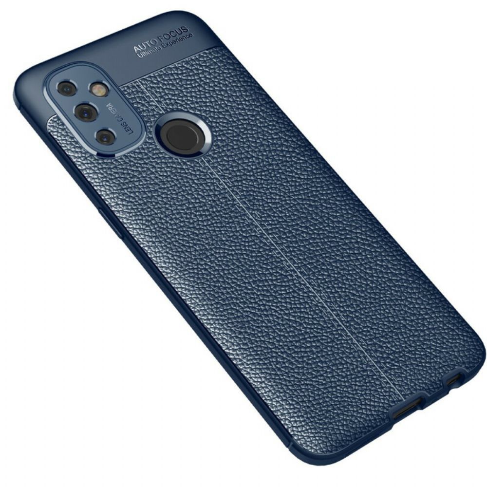 Telefoonhoesje voor OnePlus Nord N100 Dubbele Lijn Litchi Leder Effect