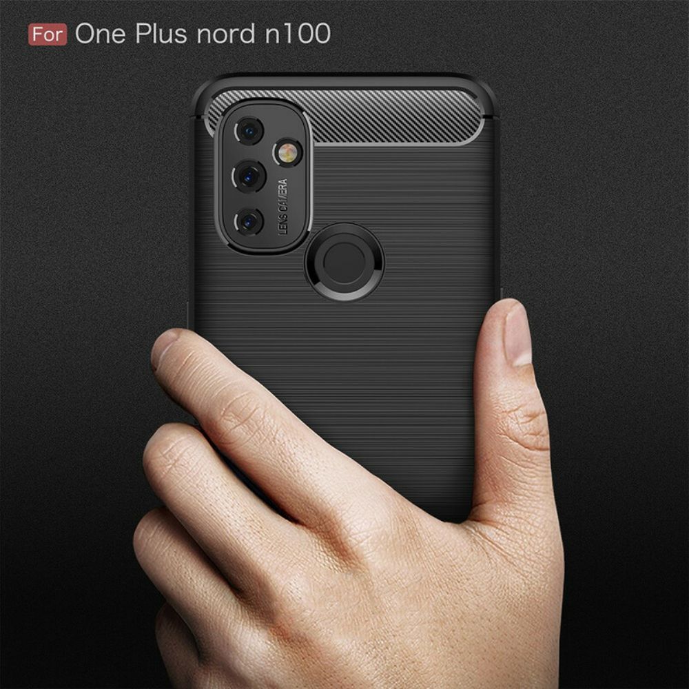 Telefoonhoesje voor OnePlus Nord N100 Geborstelde Koolstofvezel