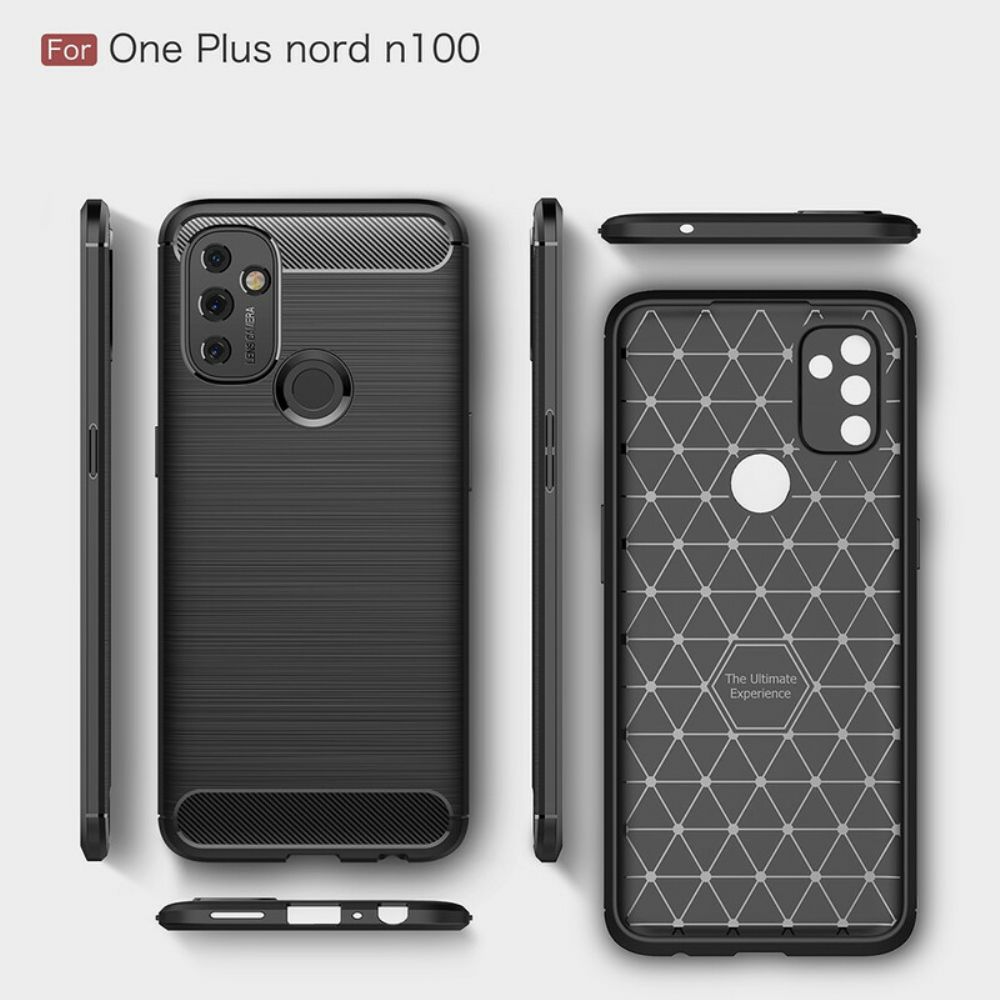 Telefoonhoesje voor OnePlus Nord N100 Geborstelde Koolstofvezel