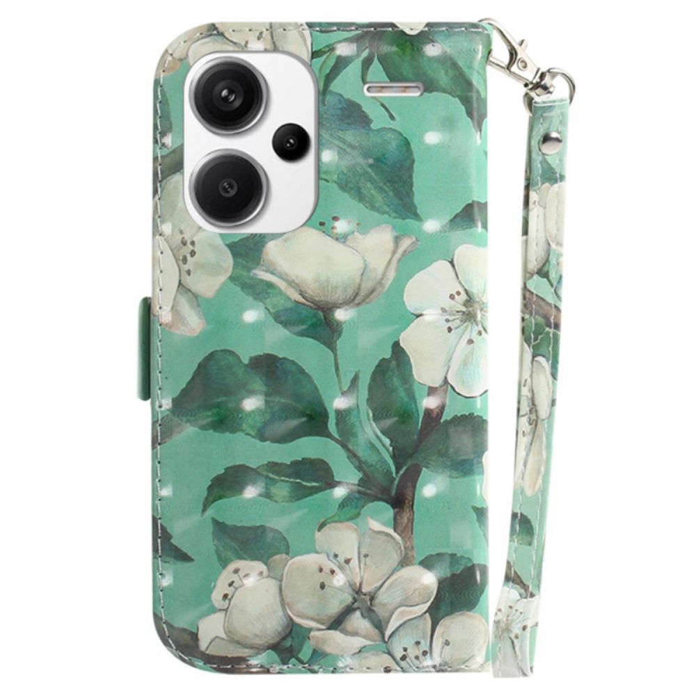 Bescherming Hoesje Xiaomi Redmi Note 13 Pro Plus 5g Aquarelbloemen Met Riempje