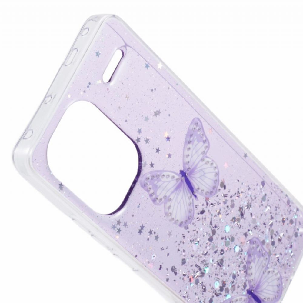 Case Hoesje Xiaomi Redmi Note 13 Pro Plus 5g Telefoonhoesje Glittervlinders