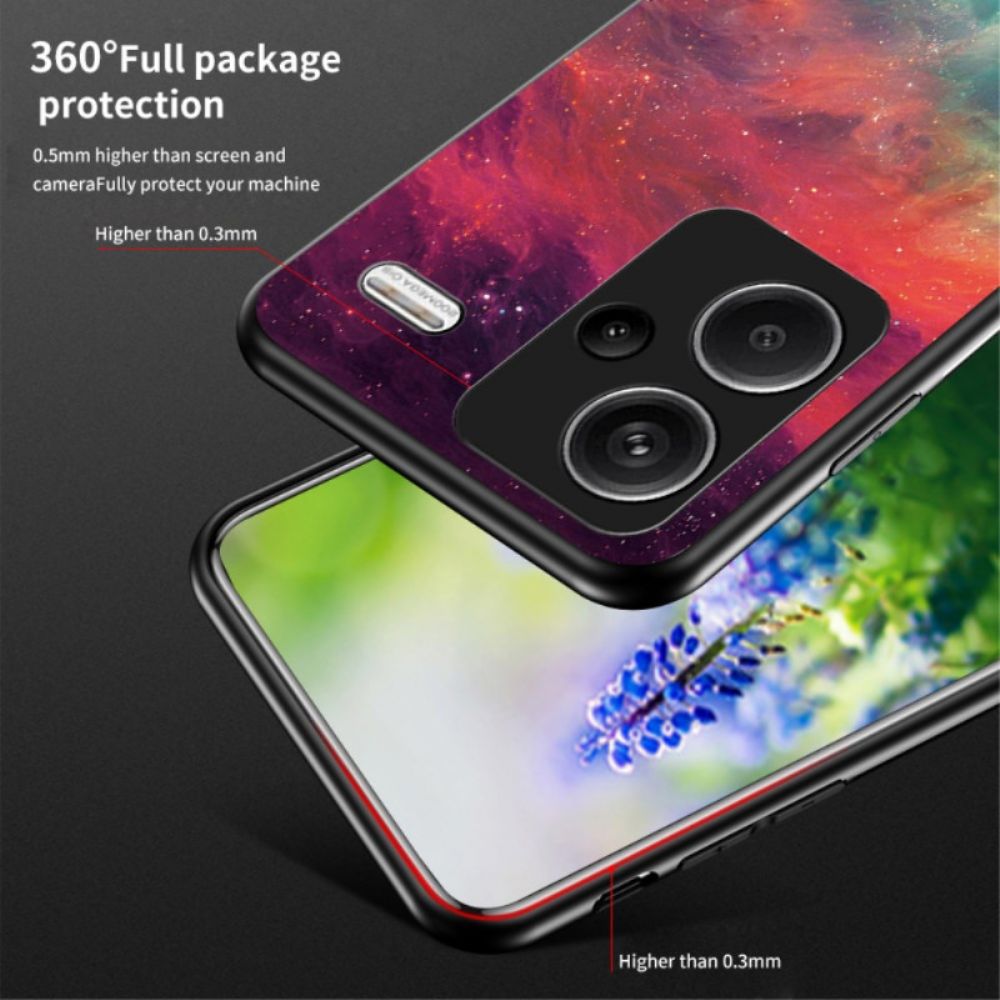 Hoesje Xiaomi Redmi Note 13 Pro Plus 5g Glanzend Sterrenhemel Gehard Glas Bescherming Hoesje