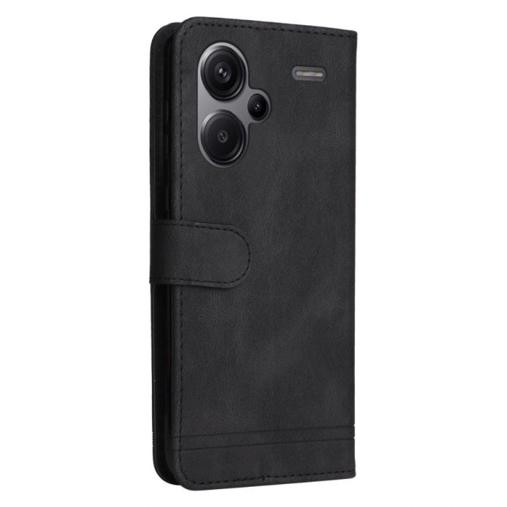 Leren Hoesje Voor Xiaomi Redmi Note 13 Pro Plus 5g Decoratieve Klinknagel Met Riempje