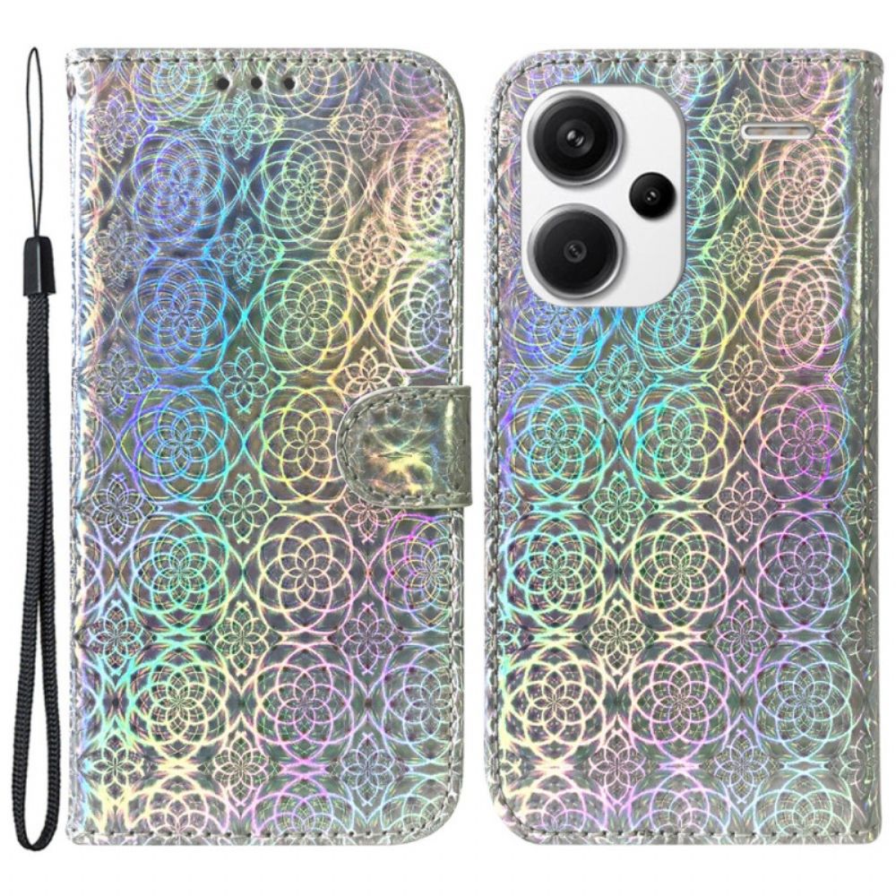 Leren Hoesje Xiaomi Redmi Note 13 Pro Plus 5g Disco-stijl Met Bandjes Bescherming Hoesje