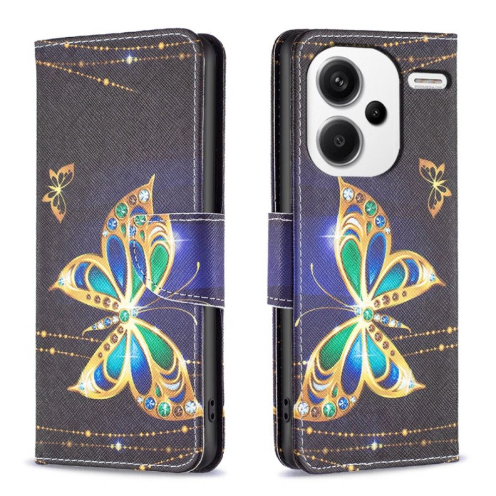 Leren Hoesje Xiaomi Redmi Note 13 Pro Plus 5g - Vlinders Sieraden Bescherming Hoesje