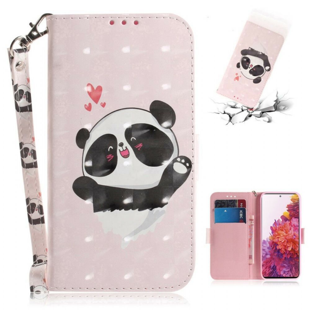 Flip Case voor Samsung Galaxy S20 FE Met Ketting Panda Liefdesriem