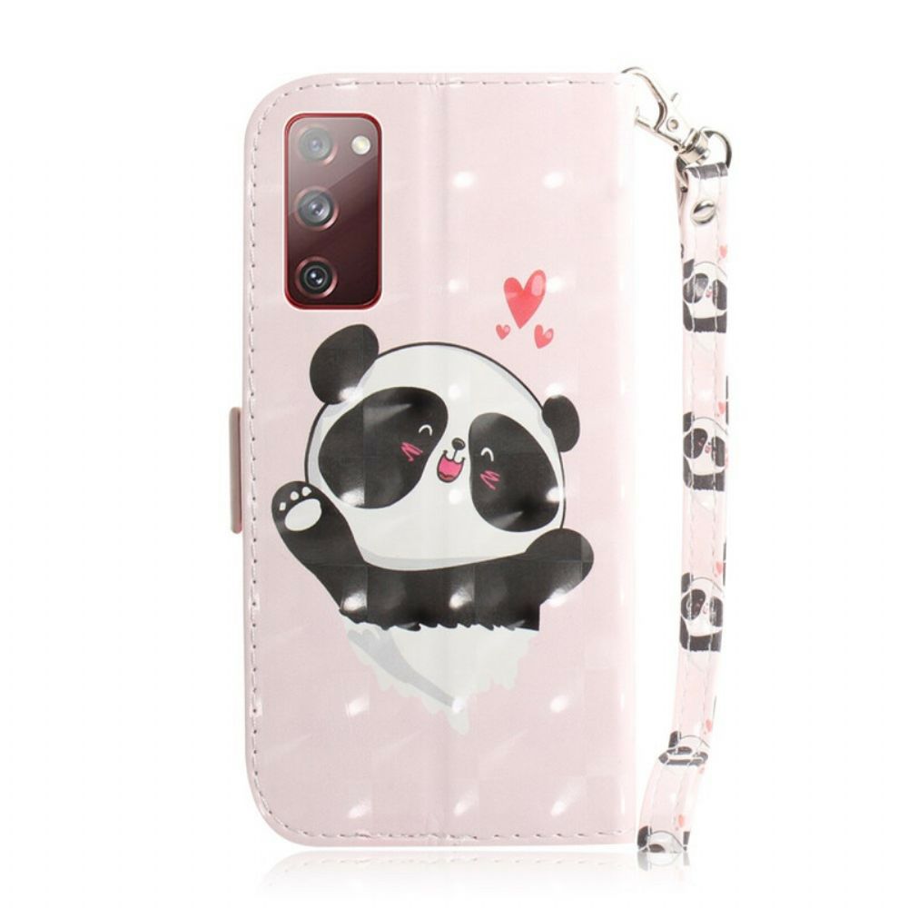 Flip Case voor Samsung Galaxy S20 FE Met Ketting Panda Liefdesriem