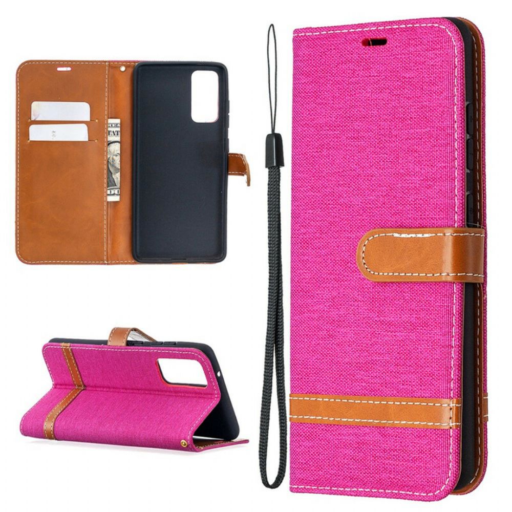 Flip Case voor Samsung Galaxy S20 FE Met Ketting Stof En Lederlook Band