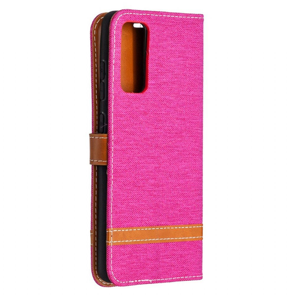 Flip Case voor Samsung Galaxy S20 FE Met Ketting Stof En Lederlook Band