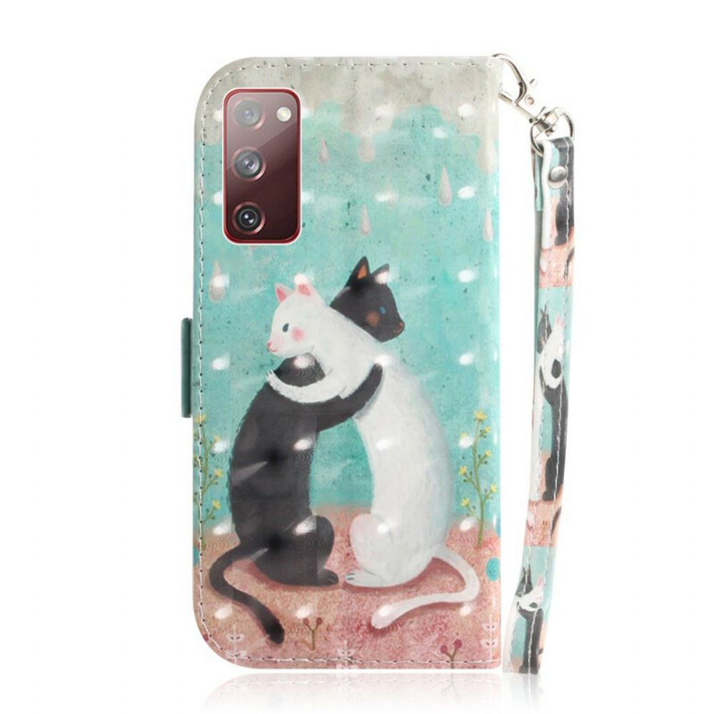 Flip Case voor Samsung Galaxy S20 FE Met Ketting Thong Kat Vrienden