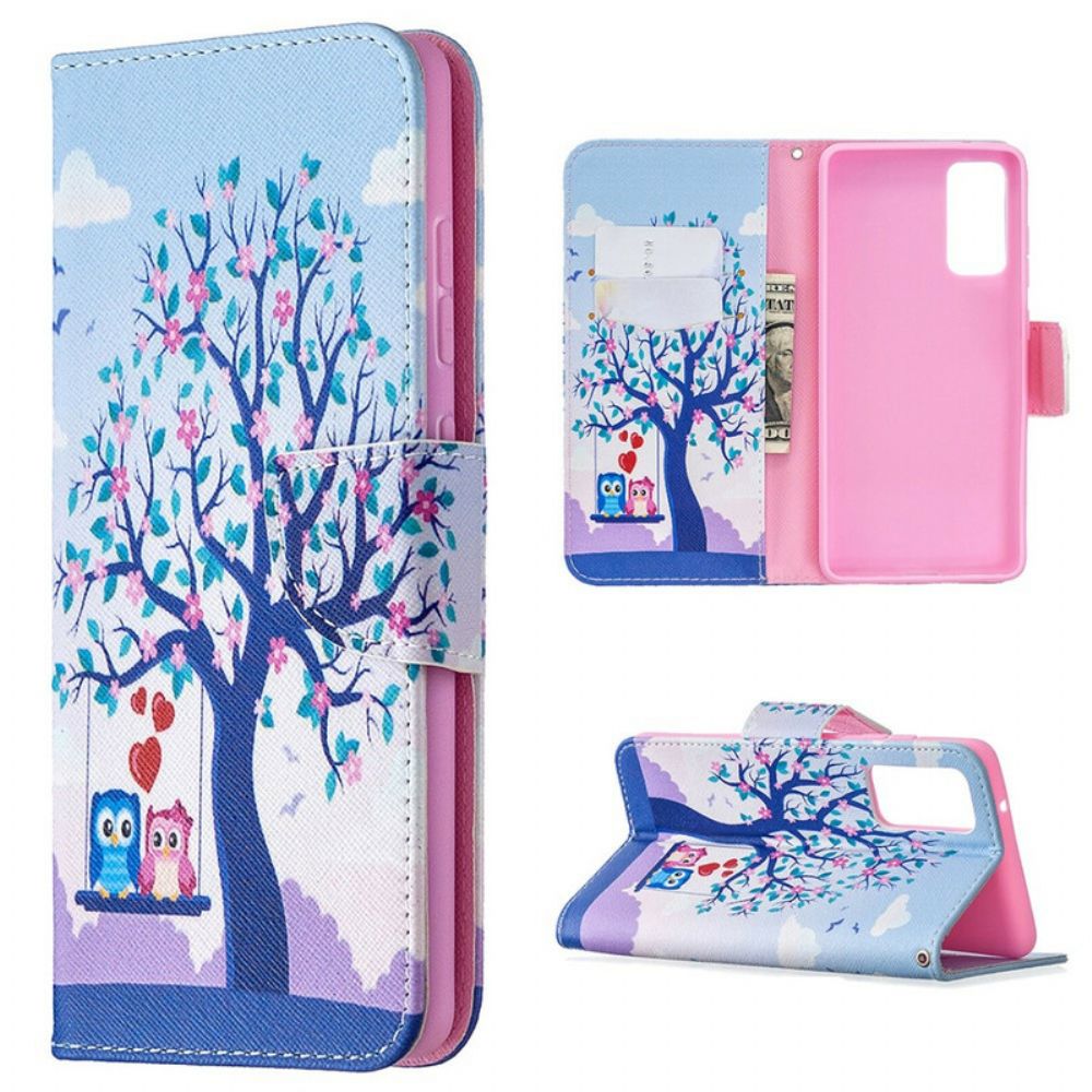 Flip Case voor Samsung Galaxy S20 FE Uilen Op De Schommel